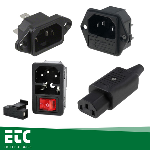 AC power socket connectors & AC power plug connectors